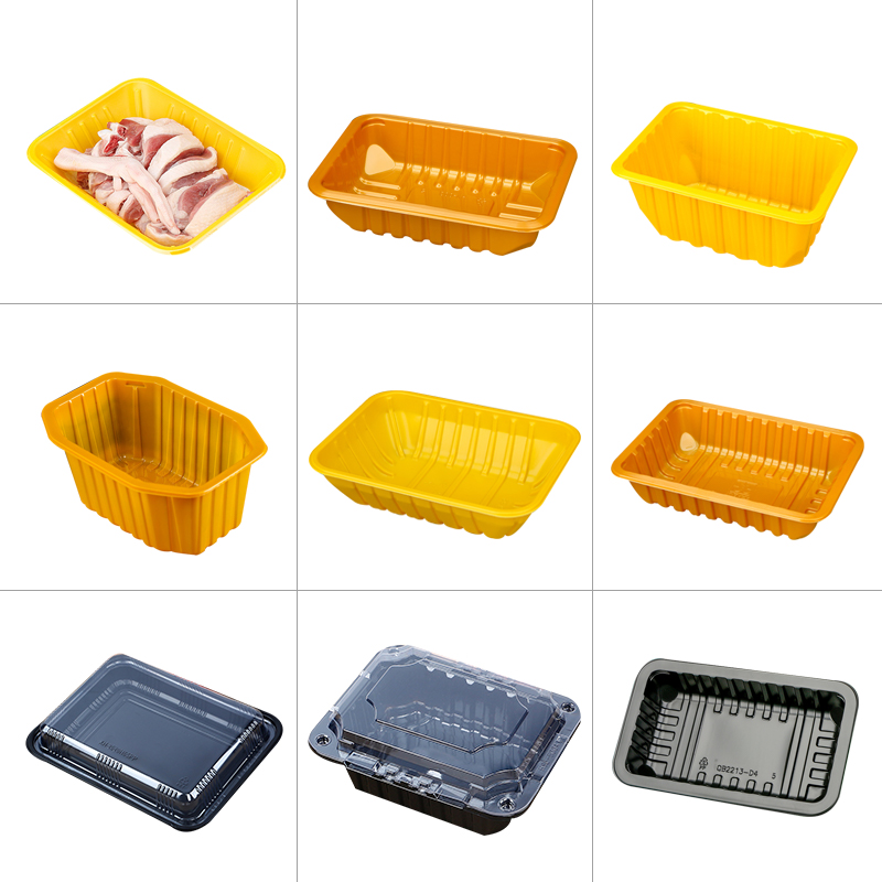 Plateau &eacute;pais jetable PP serrure rectangulaire bo&icirc;te fra&icirc;che carte bo&icirc;te d'emballage poulet frais et canard bo&icirc;te d'emballage frais