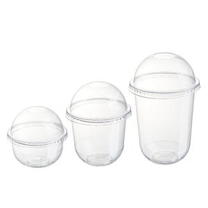 Gobelet &agrave; g&acirc;teau &agrave; la cr&egrave;me glac&eacute;e jetable en forme de U, couvercle en ruban transparent, gobelet en plastique &eacute;pais