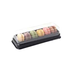 Caja de embalaje de bandeja de ampollas de macarr&oacute;n de pl&aacute;stico transparente para macarrones de 6 piezas