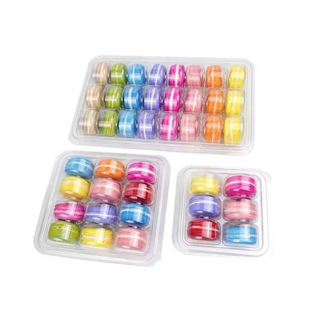 Bo&icirc;te d'emballage de plateau de blisters de macarons en plastique transparent